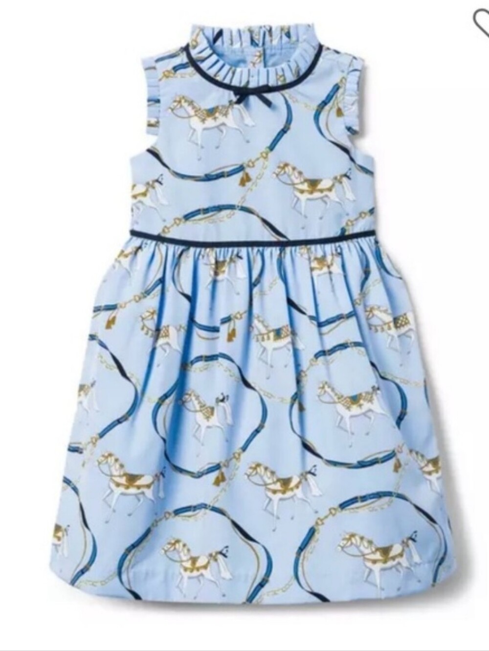 Janie and Jack Fall Equestrian Horse Blue Dress Baby Girl size 3-6 months